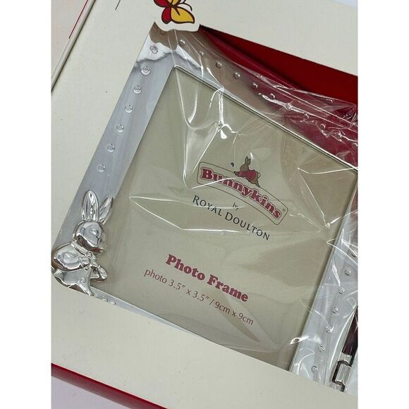 NiB Bunnykins Silver Double Frame by Royal Doulton New In Damaged Box 3.5”x3.5” - Picture 6 of 12